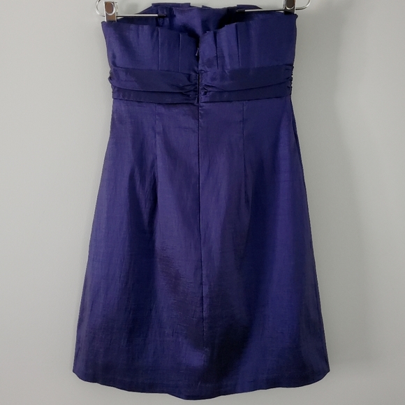 Jessica McClintock Strapless Navy Taffeta Party Dress Size 8 - Picture 5 of 7